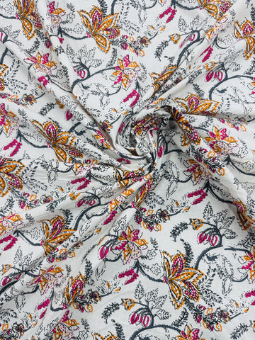 Cotton Beige/Purple Print