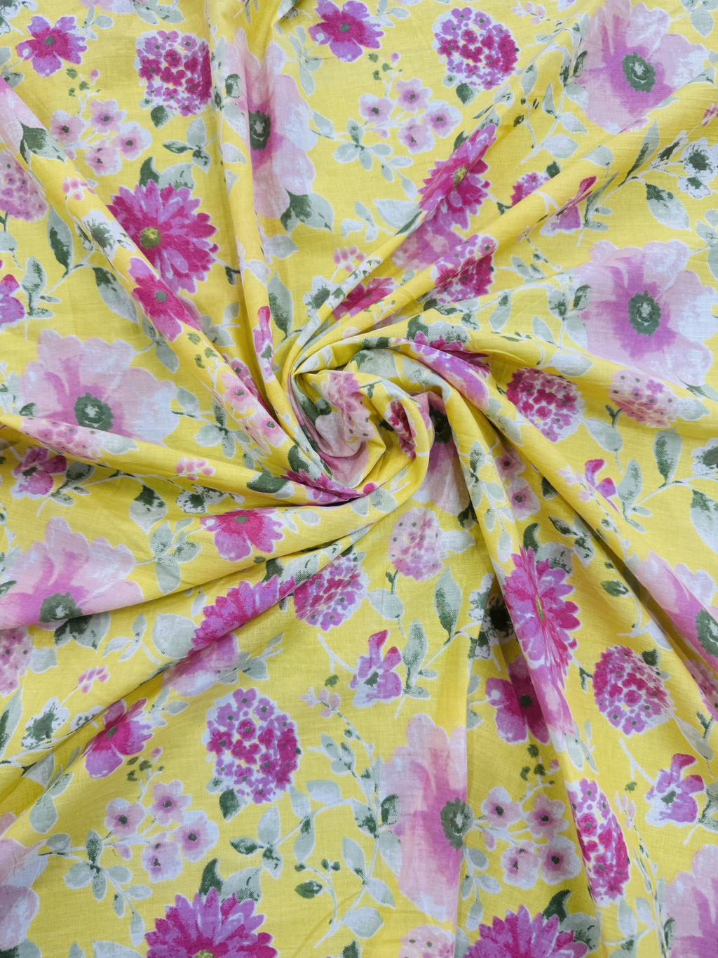 Cotton Yellow/Floral Print