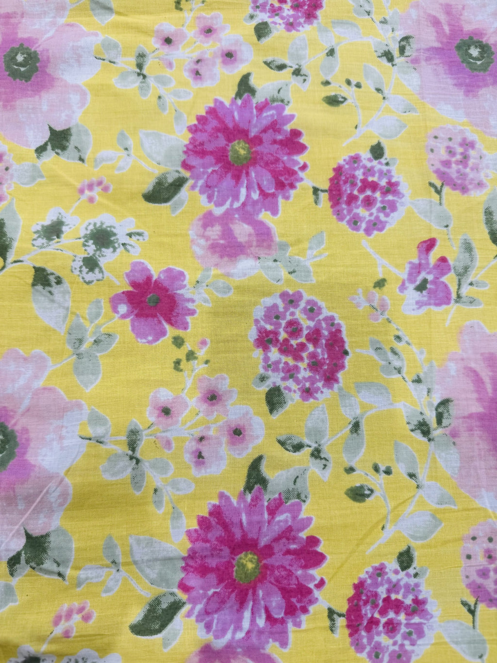 Cotton Yellow/Floral Print