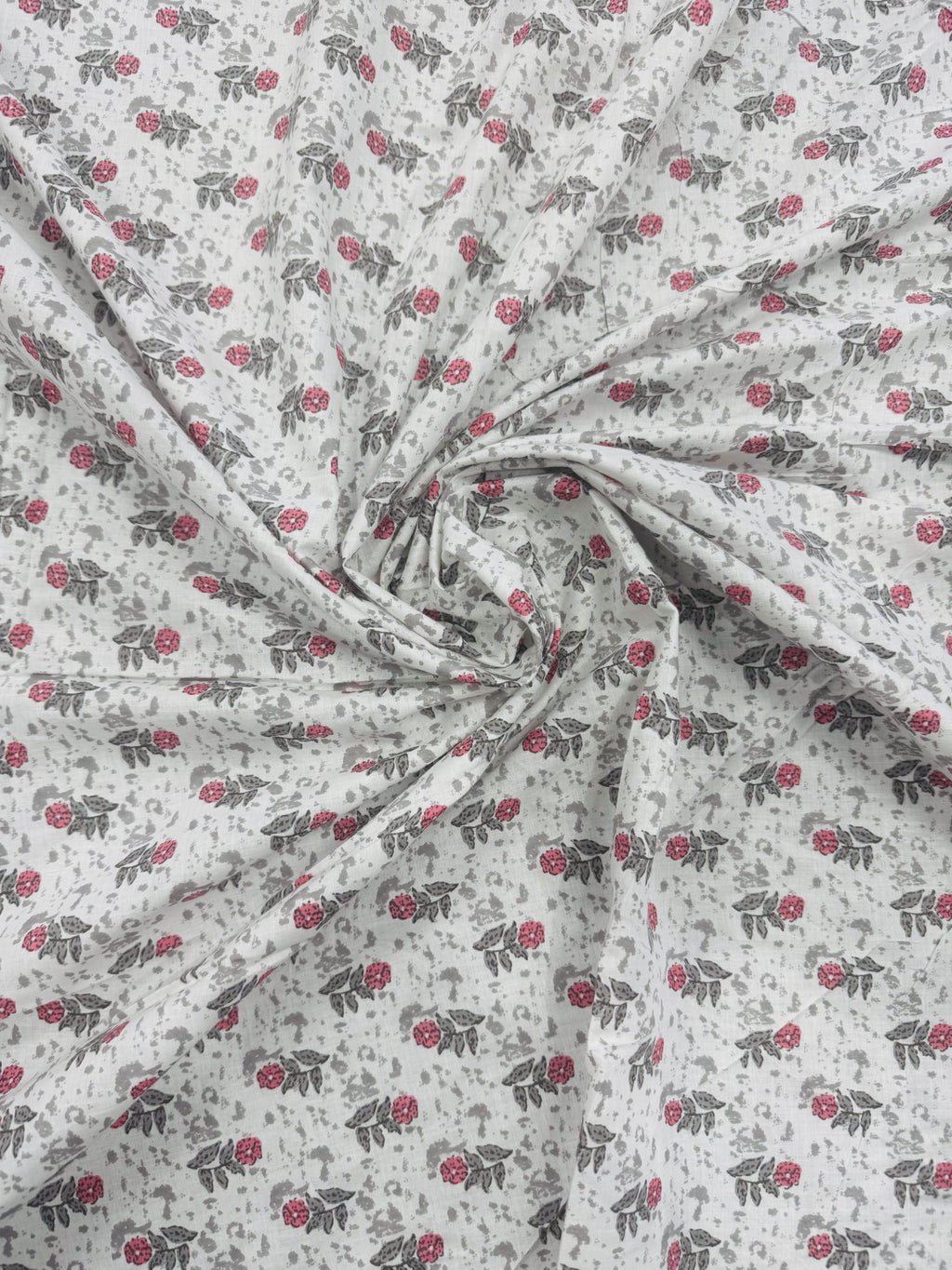Cotton White/Grey Floral