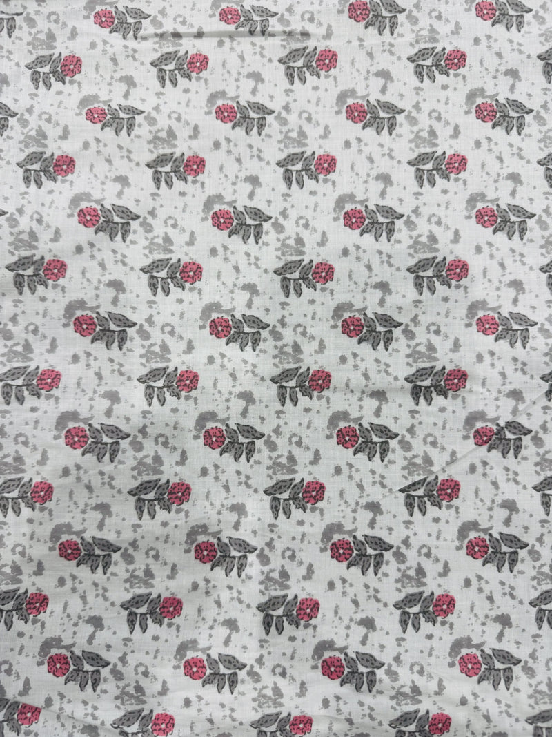 Cotton White/Grey Floral