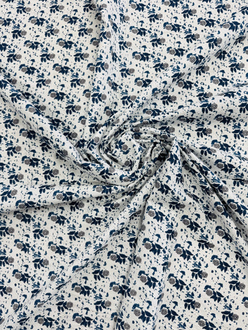Cotton Beige/Purple Print