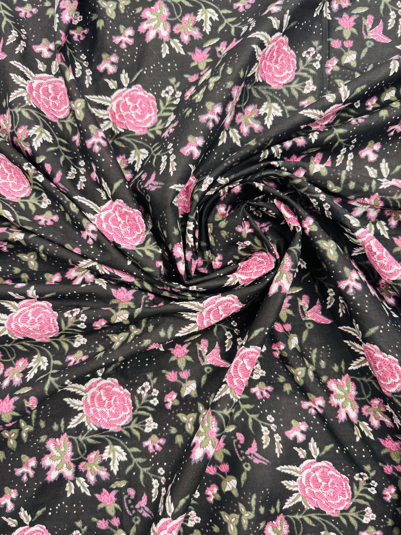 Cotton Black/Pink Floral