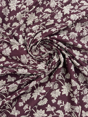 Cotton Maroon/Beige Print