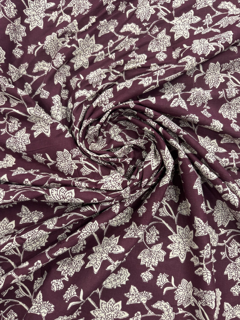 Cotton Maroon/Beige Print
