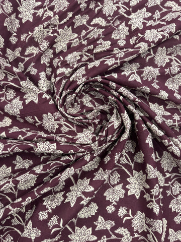 Cotton Beige/Purple Print