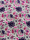 Cotton Beige/Purple Print