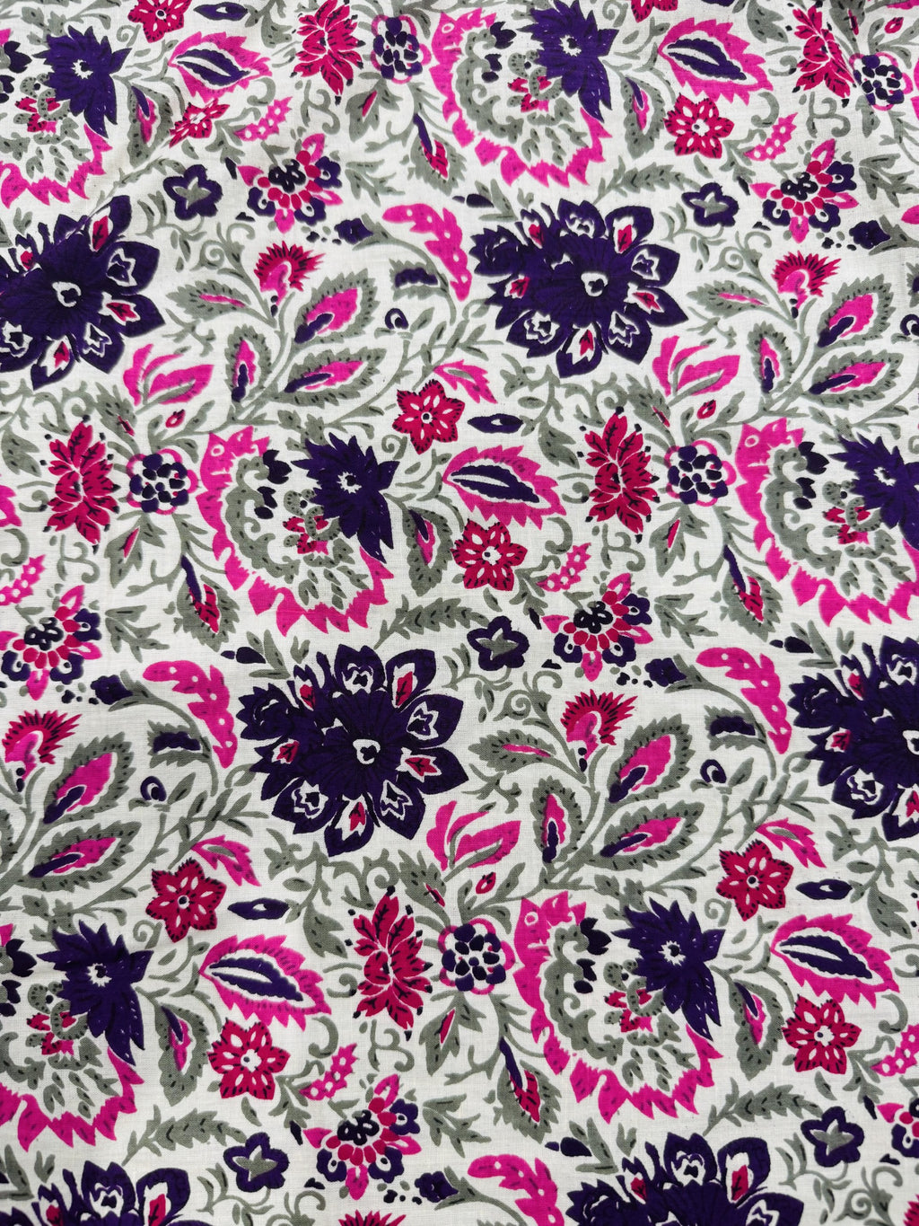 Cotton Beige/Purple Print