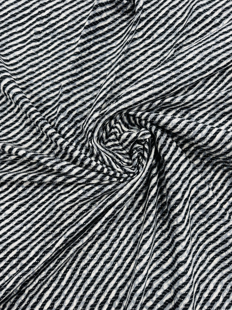 Cotton Black/White Lines