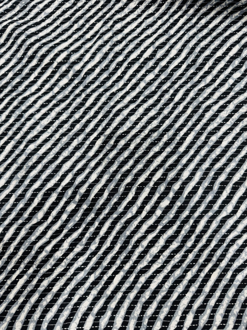 Cotton Black/White Lines