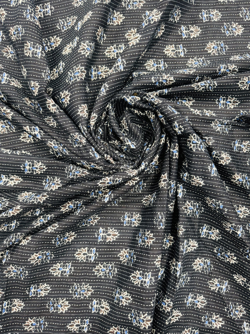 Cotton Navy/Floral Print
