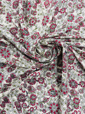 Cotton Beige/Pink Green Floral