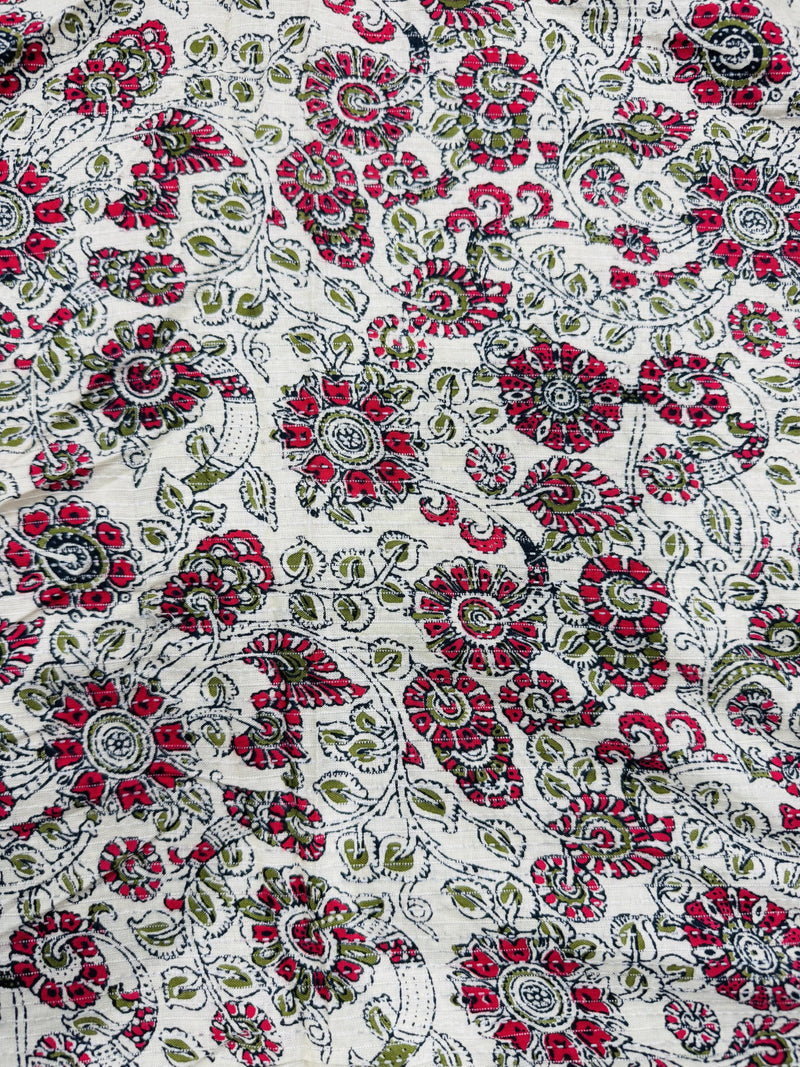 Cotton Beige/Pink Green Floral