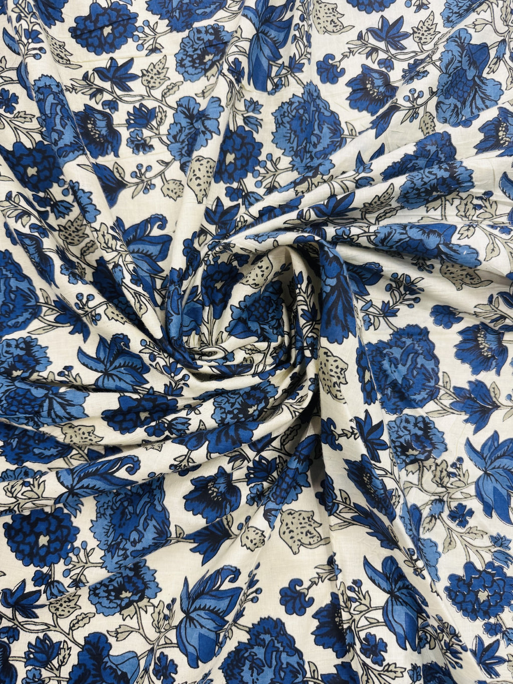 Cotton Beige/Blue Floral