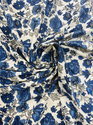 Cotton Beige/Blue Floral