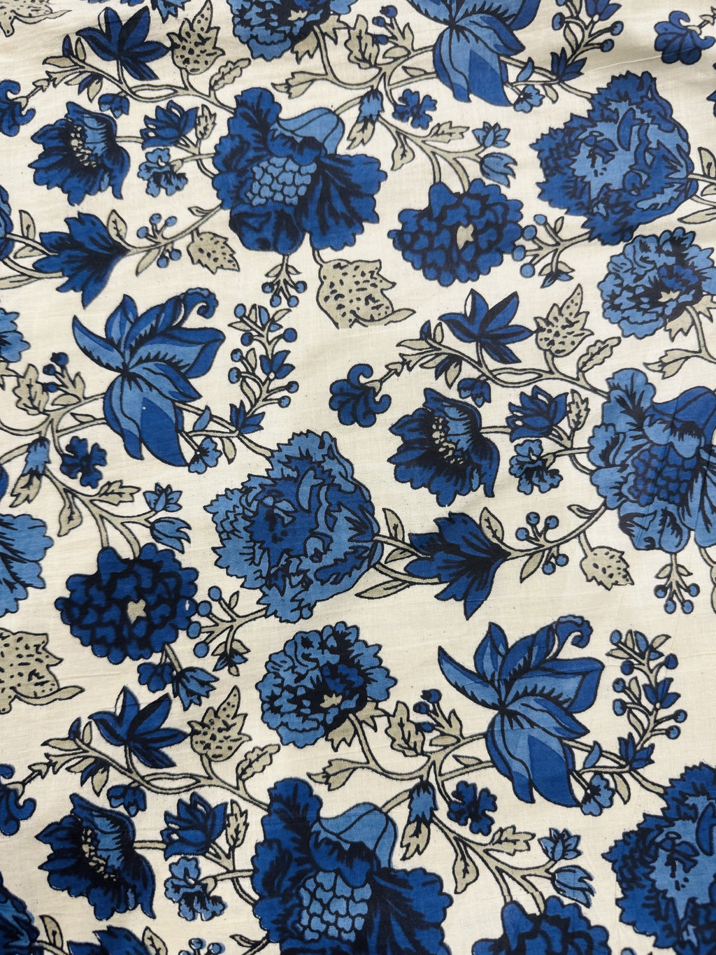 Cotton Beige/Blue Floral