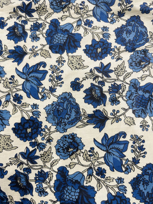 Cotton Beige/Blue Floral