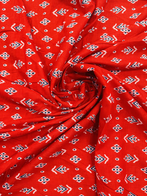 Cotton Red/Navy Print