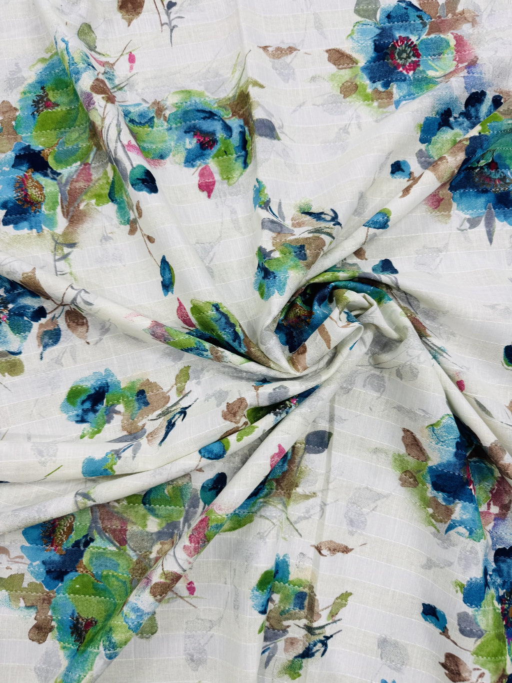 Cotton Beige/Green Floral