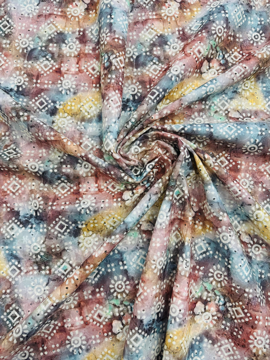 Cotton Hexa Block Print Eyelet