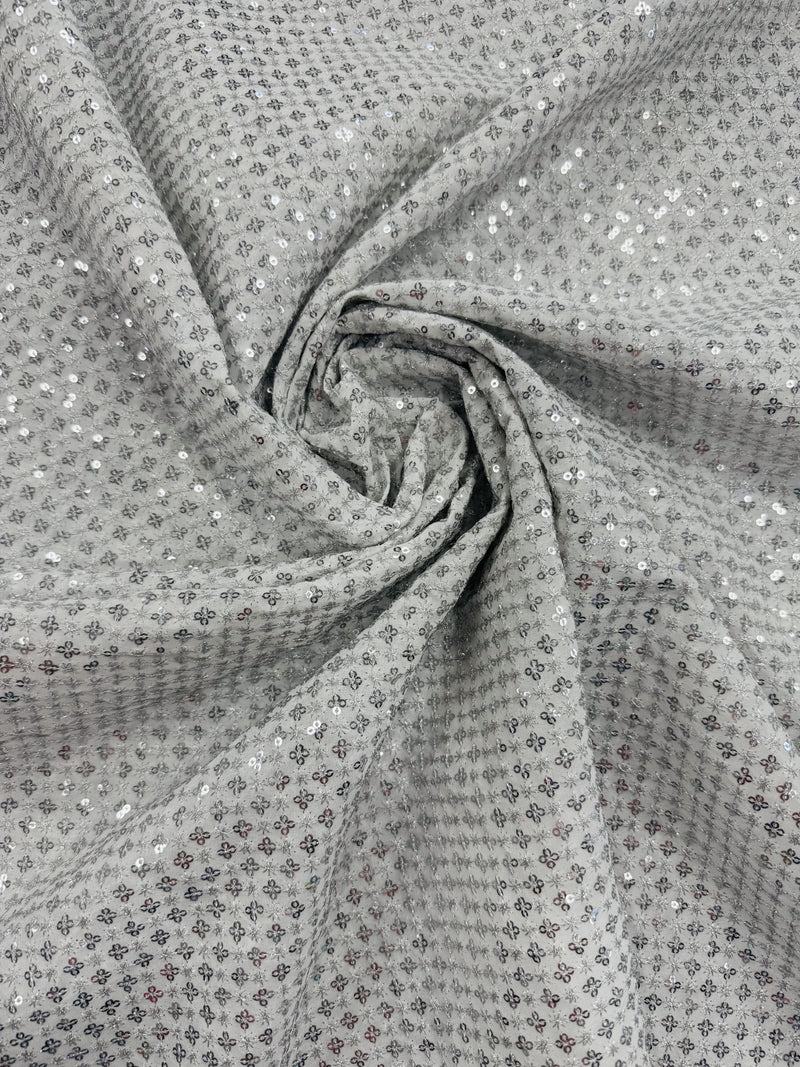 Silver Sequins Embroidery
