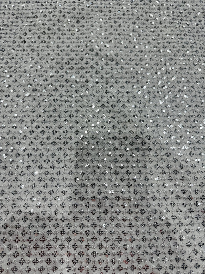 Silver Sequins Embroidery