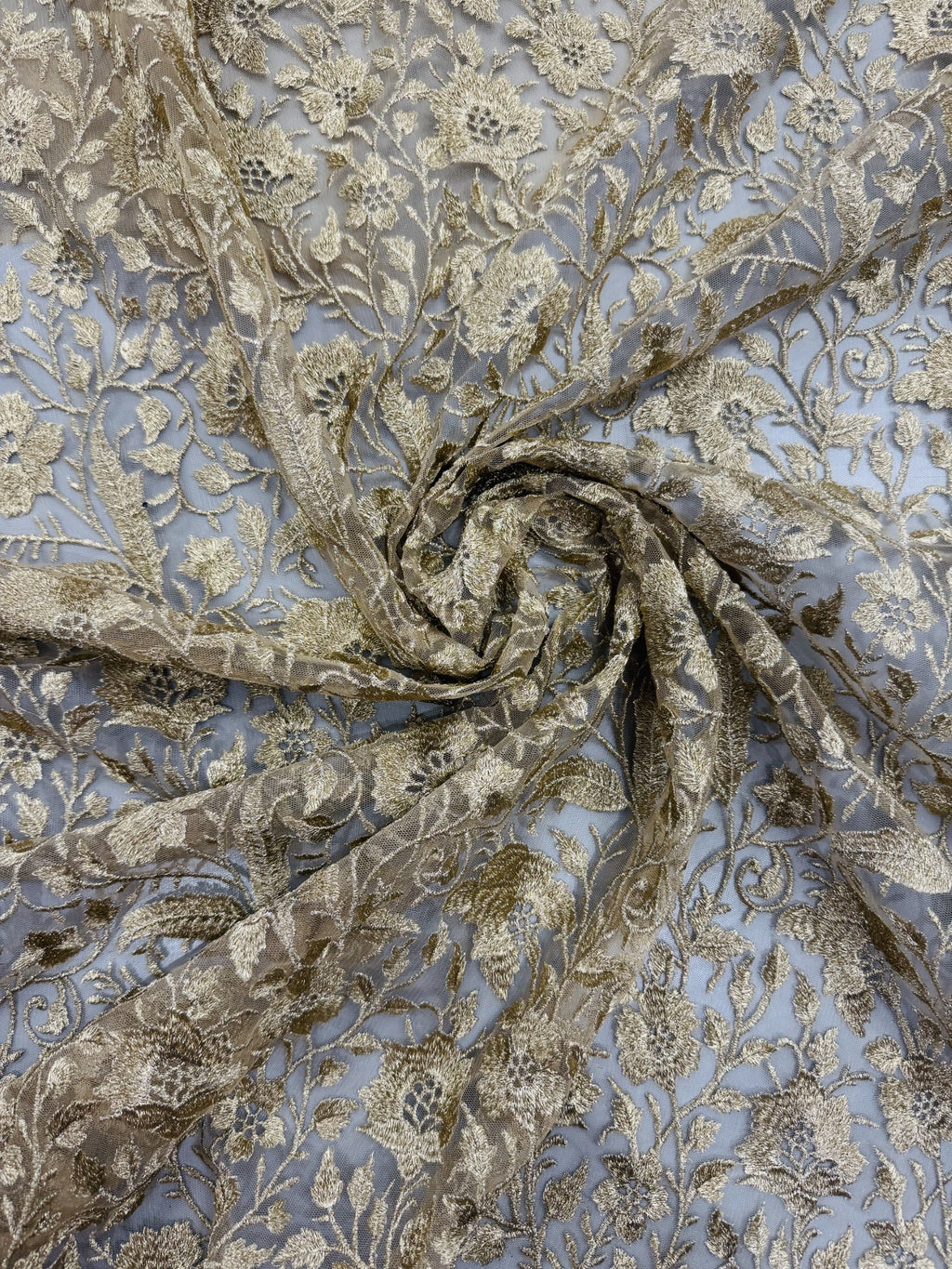 Gold Embroidered Net