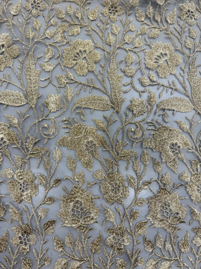 Gold Embroidered Net