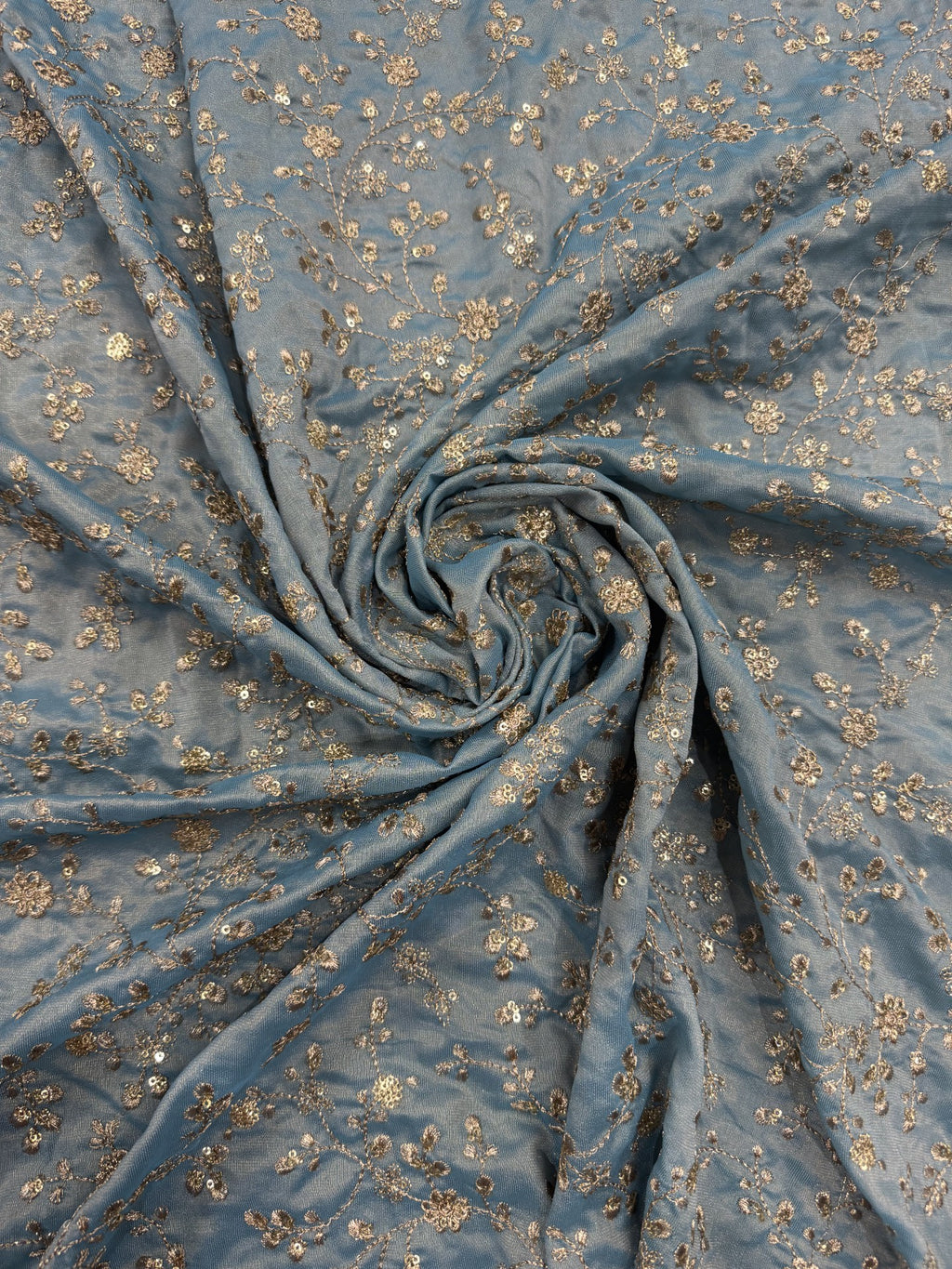 Dusty Blue Embroidered