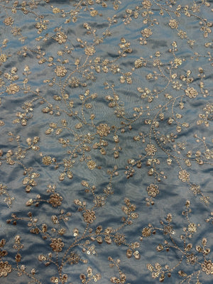 Dusty Blue Embroidered