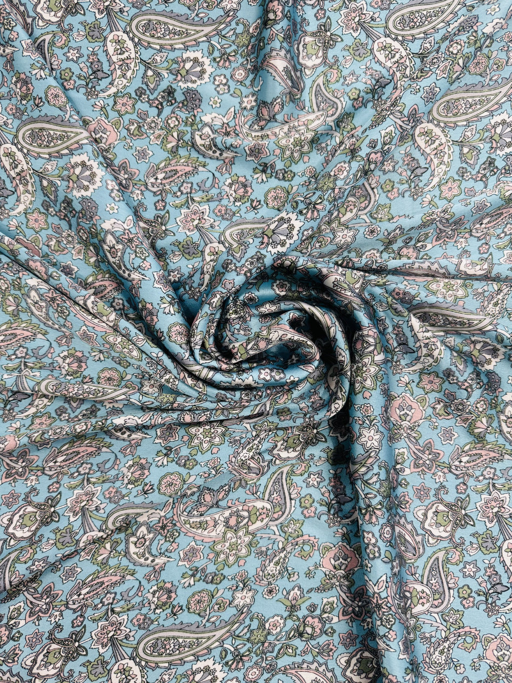 Satin Turquoise Printed