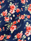 Satin Navy Printed