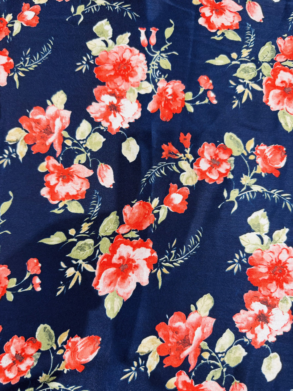 Satin Navy Printed