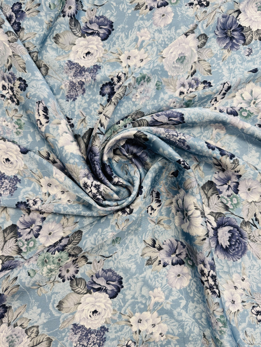 Satin Blue Printed