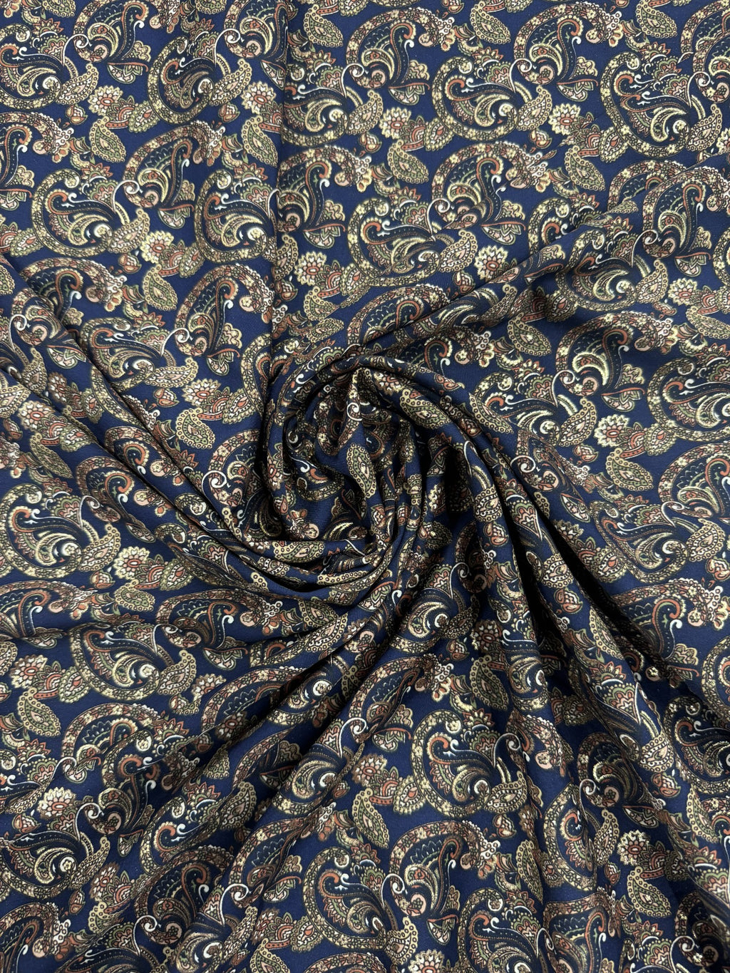 Printed Navy Paisley Foil