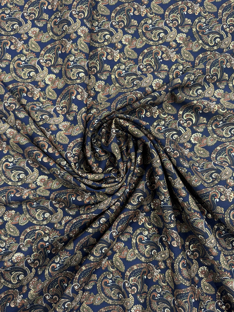 Printed Navy Paisley Foil