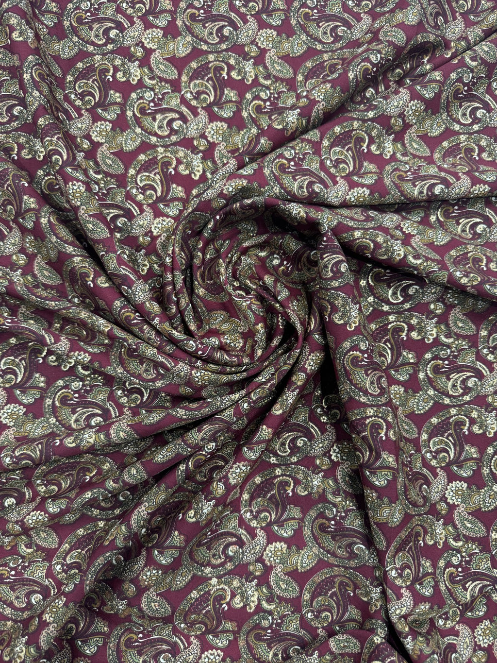 Printed Maroon Paisley Foil