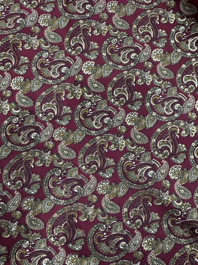 Printed Maroon Paisley Foil