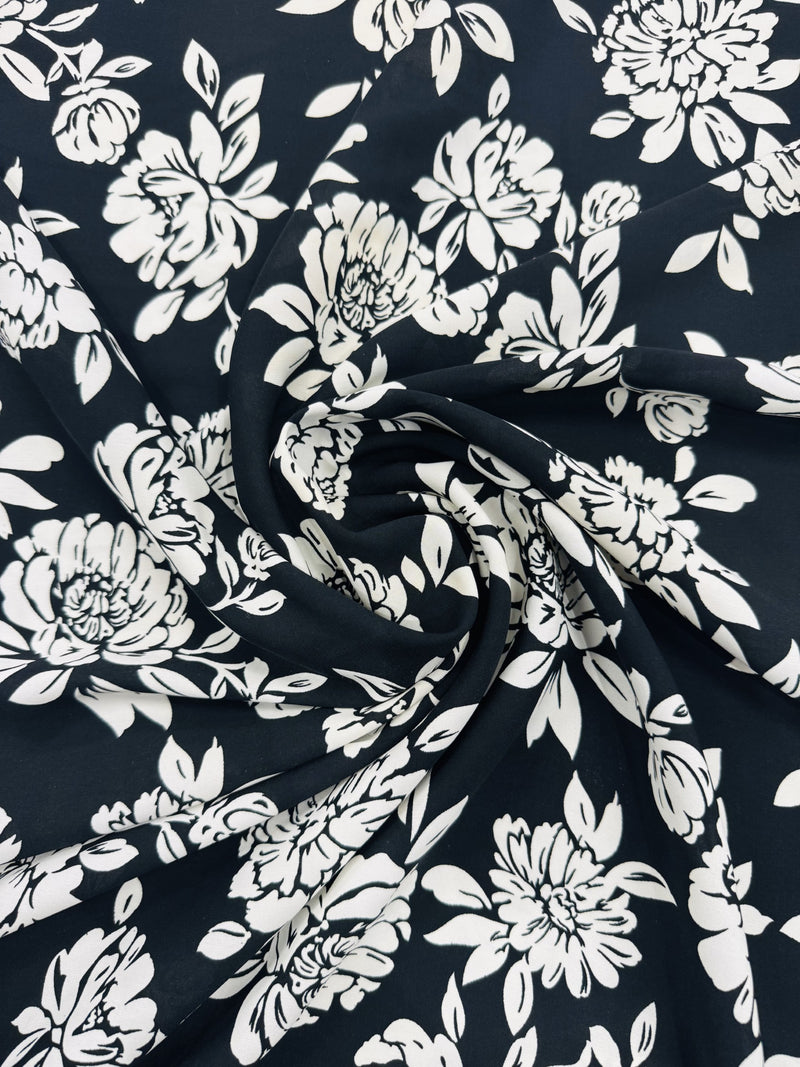Printed Black/White Floral