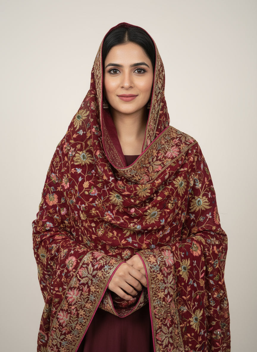 Dupatta Maroon