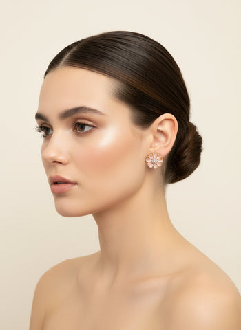 Gold A.D Necklace Set with Topaz Stones, Earrings & Tika