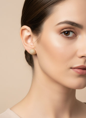 Gold A.D Necklace Set with Topaz Stones, Earrings & Tika