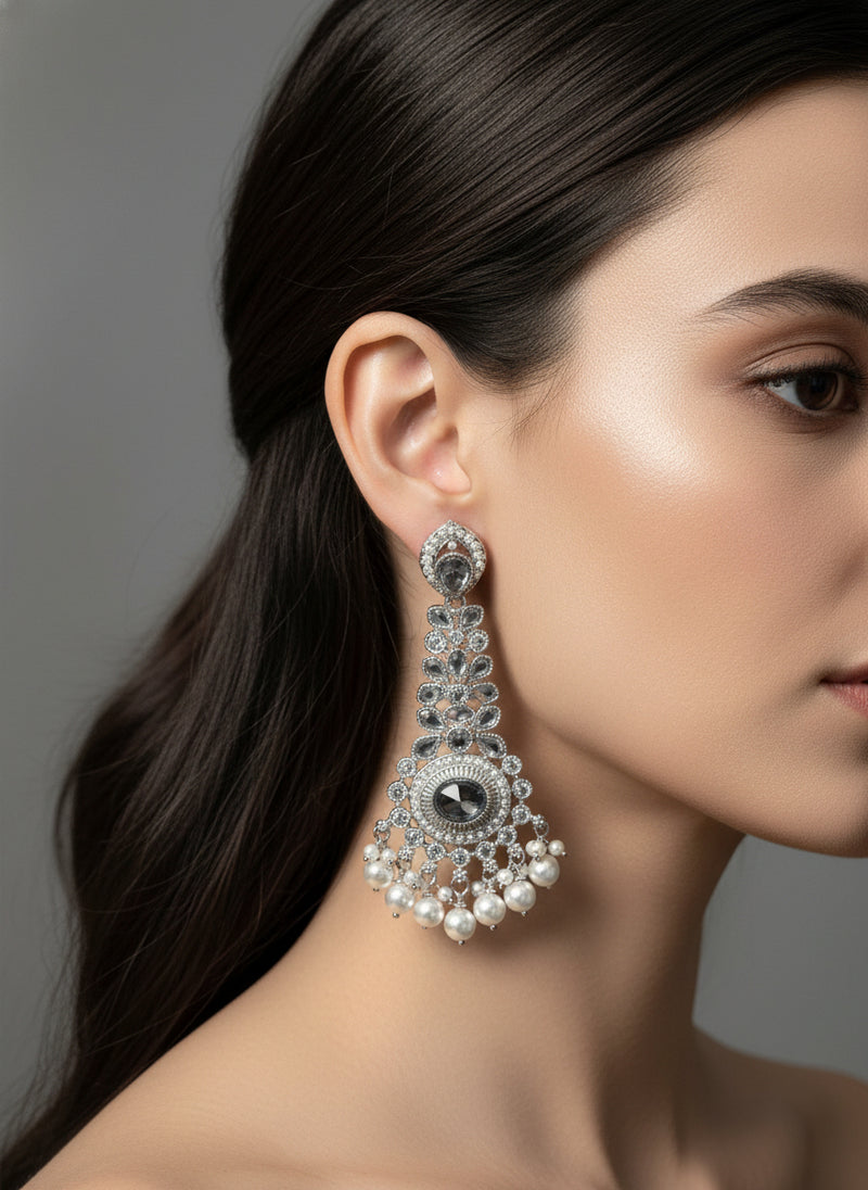 Silver Earrings with Pearls