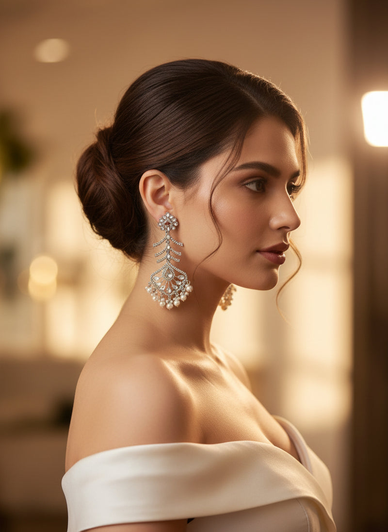 Silver Earrings with Pearls