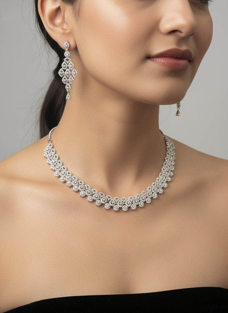 Silver A.D Set with Earrings