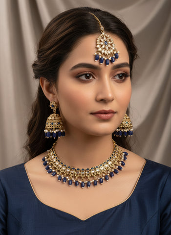 Silver A.D Set with Earrings & Tika