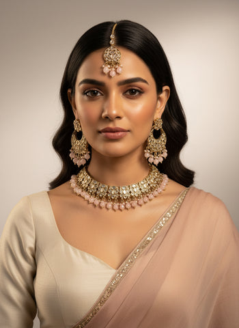 Silver A.D Set with Earrings & Tika