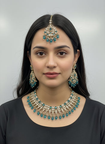 Silver A.D Set with Earrings & Tika