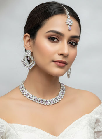 Gold Choker Set with Earrings and Tika