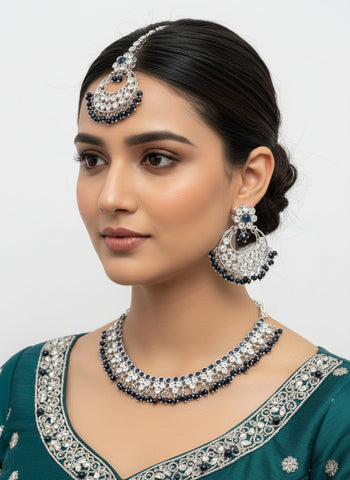 Gold Choker Set with Earrings and Tika